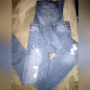 CELLO straight legged distressed overalls